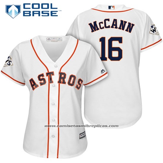 Camiseta Beisbol Mujer Houston Astros 2017 World Series Brian Mccann Blanco Cool Base